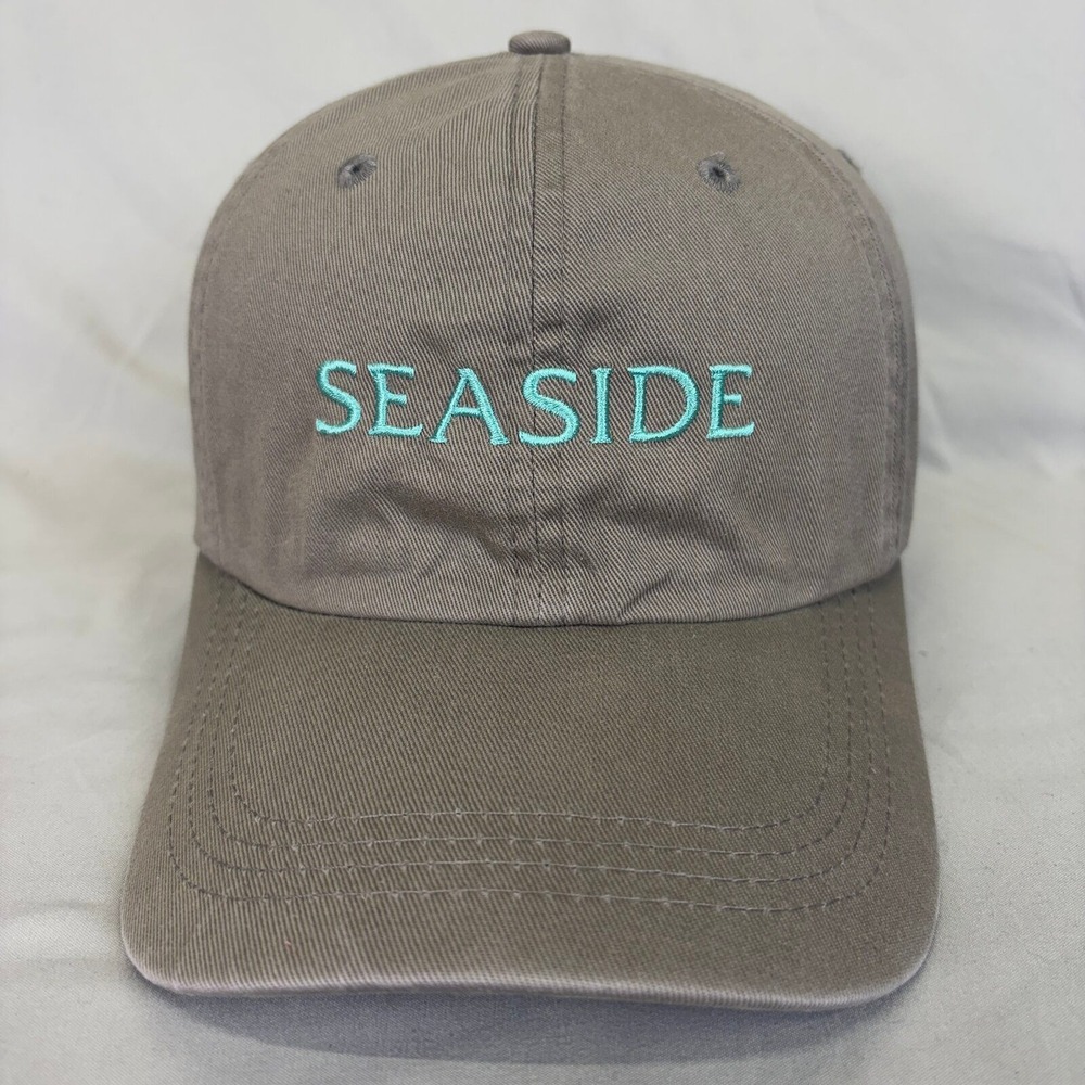 Seaside Baseball Cap Dad Hat Unisex OSFM Gray Teal Embroidered G0838